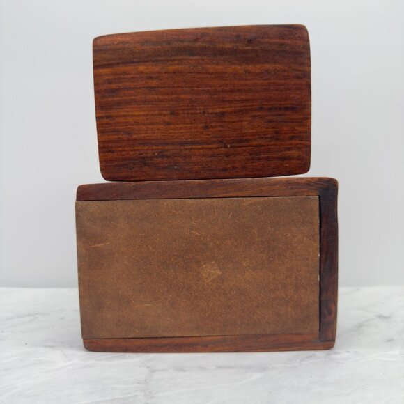 Vintage Handcrafted Wooden Boxes Set Trinkets Floral Leaf Designs Boho Decor - Picture 2 of 7